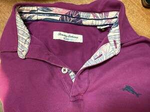 Tommy Bahama IslandZone Purple Polo Shirt with Floral Collar Detail